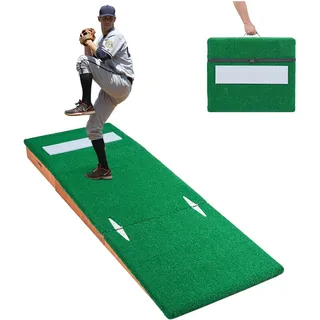 Vevor Pitching Mound, tragbarer Baseball Pitcher Mound, 85 Zoll Pitching-Trainingsausrüstung (Oudoor / Indoor), Softball-Pitching-Hilfen mit Antifade-Rasen & Pitching-Gummi & verstellbare Basis