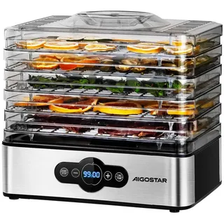 Aigostar Dörrautomat Crispy - Dörrgerät mit Temperaturregler, 99h-Timer, 5 Einlegefächer 240,00 W, 5 Etagen, 240W, 35-70°C, 99h-Timer, 5 Einlegefächer