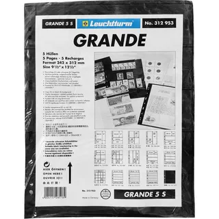 Leuchtturm Sammelkarte Kunststoffhüllen GRANDE, 5 waagrechte Streifen, schwarz, 5er Pack