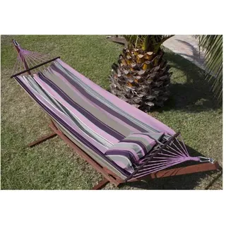 Exporsal Hängematte Aubergine lila Länge 295 cm aus Baumwolle mit Spreizstab Ohne Gestell