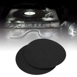 Ticfox Plattentellerauflage aus Filz, 2 Stück Plattenteller Matte 3 mm Stark Plattenspieler Pad Platter Slipmat für Schallplatten, Reduziert Vibrationen und Statik (30 cm Schwarz)