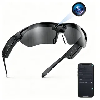 AI Smart Camera Brille Cycling Sports Glasses für Outdoor Wandern Reisen | mit 8MP kamera für Damen/Brille mit kamera Herren mit 4K HD Video,Foto,BT-Anrufe Simultanübersetzung AI Objektidentifizierung