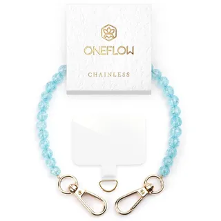 ONEFLOW Perlen Handyanhänger fürs Handgelenk, Universal Handykette kurz Handschlaufe, Handyband Abnehmbar für Handy Hüllen, Anhänger Kette mit Karabiner, Chainless Paradise Pearls, Blau