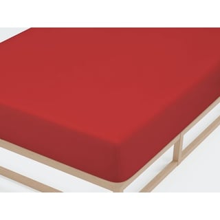 castell - markenbettwäsche Spannbettlaken Jersey 140 x 200 - 160 x 200 cm rot