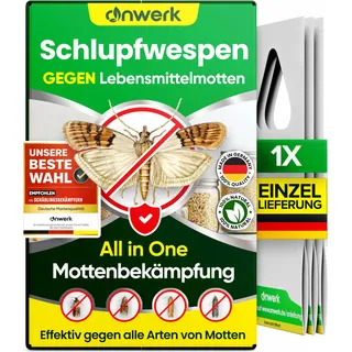anwerk® Schlupfwespen gegen Lebensmittelmotten - 1 Karte à 1 Lieferung - Effektiv Lebensmittel Motten bekämpfen - Alternative zur Mottenfalle, Mottenspray, Pheromonfalle (1x Karte à 1 Lieferung)