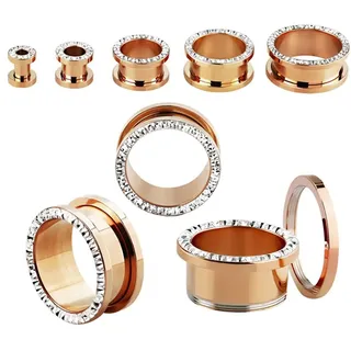 Dehnschnecke ADELIA ́S "Piercing  Ohrpiercing", Damen, Gr. 4, rosa (rosegold), Chirurgiestahl, Piercings, Flesh Tunnel PVD Rosè Gold beschichtet