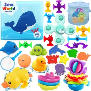 Chennyfun Badespielzeug Wasserspielzeug, 32Pcs Kinder Badewanne Spielzeug