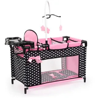 Bayer Design Puppenbett mit Schrank, Sitz, Mobile, Ablage, Bettdecke, Kissen, schwarz, rosa, Klein