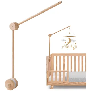 Freyeeti Mobile Halterung, Höhenverstellbarer Baby Mobile Ständer aus Holz, für Aufhängung Windspiele Bettglocke, Bett Laufstall DIY Drehbar Fester Boden, Geeignet für Kinderbetten und Wickeltische,