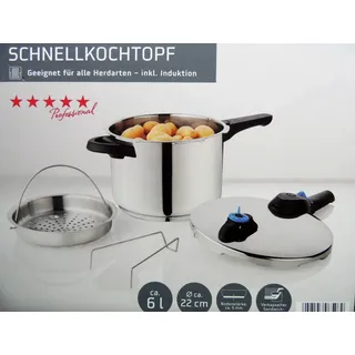 Ernesto Schnellkochtopf 22 cm 6,0 l Edelstahl silber