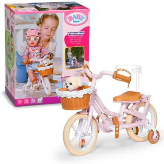 BABY BORN Puppenfahrrad mit Korb und Stickern Rosa