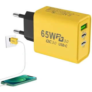 Teksome USB-Stecker | 65-W-USB-Schnellladestecker und 2-Port-Typ-C-PD-Netzteil, USB-Stecker EU-Typ-C-Ladestecker, 100–240 V