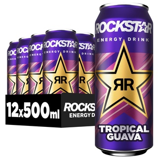 Rockstar Energy Drink Tropical Guava - Koffeinhaltiges Erfrischungsgetränk für den Energie Kick, EINWEG (12 x 500ml) (Verpackungsdesign kann abweichen)