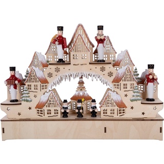 Myflair Möbel & Accessoires LED Schwibbogen Weihnachtsdeko (1-tlg), aus Holz, mit LED Beleuchtung, Höhe ca. 21 cm beige