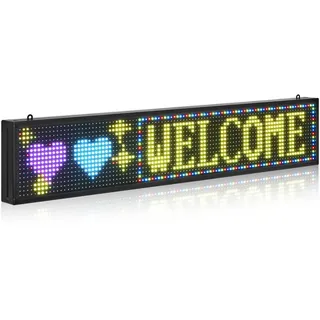 Vevor programmierbare LED Zeichen P10 Vollfarbe flexibles digitales Scrolling Panel, DIY Anzeigetafel mit benutzerdefiniertem Textmuster und GIF & Bluetooth App Steuerung (990 x 190 x 55 mm)