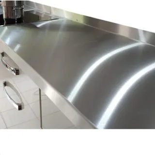 Edelstahl Arbeitsplatte mit Aufkantung| Edelstahl Arbeitstisch k240 geschliffen 1mm stark| Küchenarbeitsplatte | Abdeckung für 60 cm breite Trägerplatte 3 cm stark | Länge: 30 cm (300mm) lang