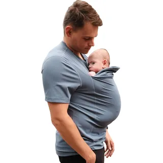 The Lalabu Dad Shirt | Freisprech-Babytrage für Väter mit Kängurutasche | Entwickelt für Bindung, Sicherheit und Komfort für Neugeborene bis zu 6,8 kg | CPSC-geprüft, kurzärmelig, Brook, XXL