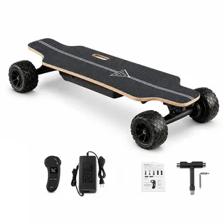aigahealzhou Elektrisches Longboard Skateboard Dual-Antrieb, 105 mm Komfort-Räder, LCD-Fernbedienung, Ahorn-Deck 83×21 cm, 150 kg Maximalgewicht, Perfekt für Freizeit, Campus & Outdoor-Touren