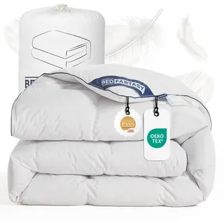 BedFabtasy Premium Daunendecke 135x200cm, Ganzjahresdecke Bettdecke 135x200 mit Premium Gänsedaunen und Federn, 100% Geräuschloser Bio-Baumwolle, Öko-TEX 100, DOWN Pass, RDS Zertifiziert