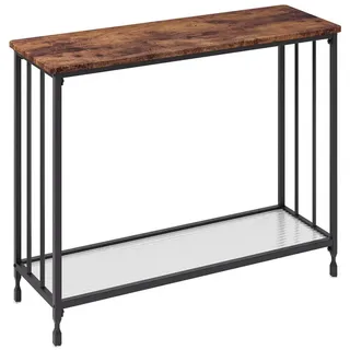 GarveeMore Konsolentisch Konsolentisch Schmal mit Ablage,Beistelltisch Vintage Flurtisch braun