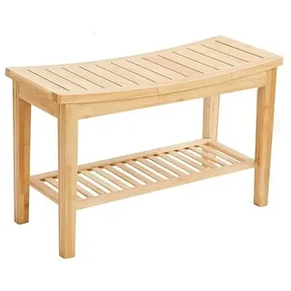 Robuste Badezimmer-Bank aus Bambusholz - Stabile Holzbank für das Badezimmer - Praktisch als Badhocker / Badstuhl - Decopatent