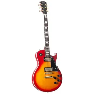 J & D LC300 Single Cut E-Gitarre mit Linde-Korpus, Alnico Humbuckers, passiver Elektronik, Cherry Sunburst, Kluson-Style Mechaniken
