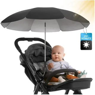 Styngard Kinderwagenschirm Sonnenschirm Kinderwagen UV Schutz 50+ / 70 cm Durchmesser schwarz
