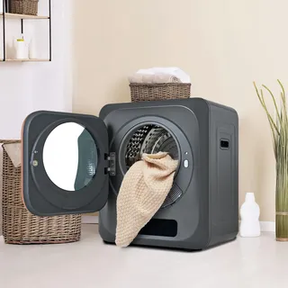Merax Mini Wäschetrockner mit 6 Programmen & UV-Sterilisation, Energieklasse G, 850 W,Kompakter Trockner mit Überhitzungsschutz & LED-Anzeige Grau