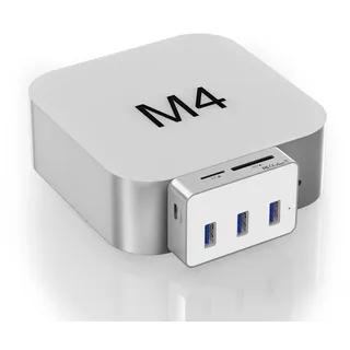 Mac mini M4 Dock – 6-in-1 Mac mini Hub mit USB-C 10 Gbit/s, 3 x USB-A 5 Gbit/s, SD/TF 3.0-Kartenleser, Aluminiumdesign Macmini Dock Zubehör für Macmini M4/M4 Pro