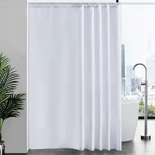Duschvorhang Überlänge Anti-schimmel Textil Antibakteriell Weiß 200x240cm - Weiß