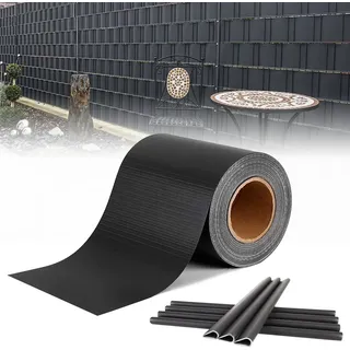 Juskys PVC Sichtschutzstreifen 0,19 x 35 m anthrazit inkl. Befestigungsklemmen 30 St.