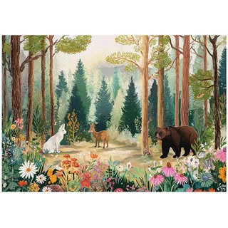 WallArena Fototapete Wald Bäume 150x105