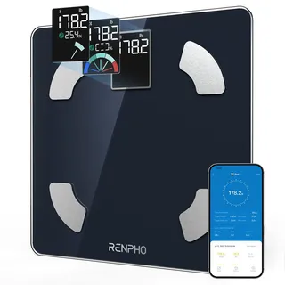 RENPHO Personenwaage Digital mit Großem VA-Display, Waage mit Körperfett und Muskelmasse, 13 Körpermaße, Elis 1