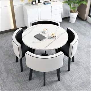 Generisch Runder Quadratischer Esstisch mit 4 Stühlen Küchentisch mit Stühlen Dining Table Set 4 Chairs für Essgruppe Küchen Besprechungstisch Essgruppe Küchentisch Klein Balkone,037,80cm/31.5in