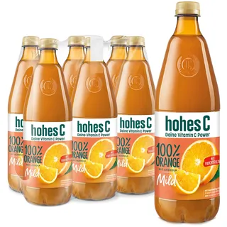 hohes C Milde Orange mit zartem Fruchtfleisch (6 x 1l), 100% Saft, Orangensaft, Vitamin C, ohne Zuckerzusatz laut Gesetz, weniger Säure, vegan