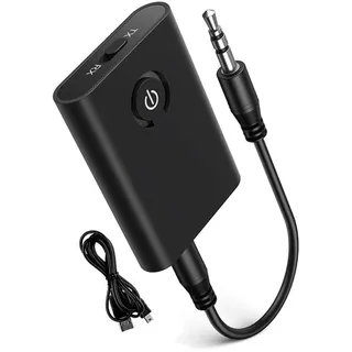 Bluetooth 5.0 Sender und Empfänger 2-in-1, Bluetooth Transmitter Receiver Klinke 3,5 AUX für Kopfhörer, Lautsprecher, Stereoanlage, TV, Laptop