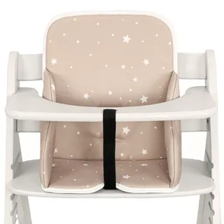 Sitzverkleinerer für Hochstuhl Baby Sitzkissen Stuhl - Kinder Sitzauflage für Hauck und Stokke Kinderhochstuhl High Chair Cover für Kinderstuhl Babystuhl und Hochstühle Beige mit Weiß Sternen