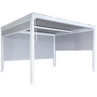 Mendler Alu Pergola HWC-L41 3,7 x 3,68 m inkl. 3 Seitenteile Weiß
