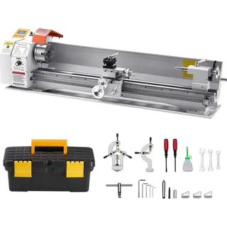 Vevor Metalldrehmaschine 220x1000 mm Drehmaschine Automatischer Vorschub 2500 U/min Drehzahl 1250 W Bürstenloser Motor, mit Zubehör, Tischdrehmaschine für die Bearbeitung von Präzisionsteilen