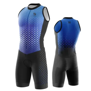 Triathlon Anzug Herren Herren Radsportanzug gepolstert einteilig Trisuit Bike Top Short Trisuit Einteiler für WettkampfGeeignet zum Laufen, Radfahren, Schwimmen (TYP-5,L) - L
