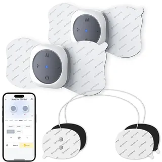 Comfytemp TENS Gerät Kabellos mit 2 Wireless Host,Schmerztherapie Kontrolle per Knopfdruck und App mit 30 Programme 20 Intensitätsstufen MassageGerät Muskelstimulator mit 4 Elektroden Pads K6122