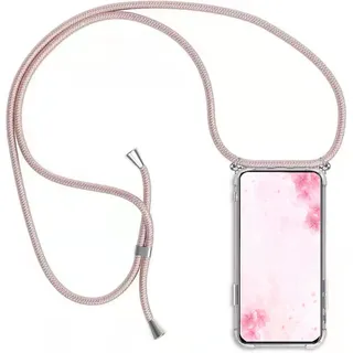 HomiTunky Handykette Handyhülle für Vivo V23 5G mit Band - Handy-Kette Handy Hülle mit Kordel zum Umhängen Handyanhänger Halsband Lanyard Case - Transparent Schutzhülle in Roségold