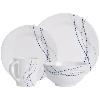 HEKERS Geschirr-Set 100% Melamin Geschirr (4-24 teilig) Line elfen/blau (rund) (4-tlg)