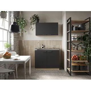 Respekta Merle Miniküche Elektrokochfeld links schwarz