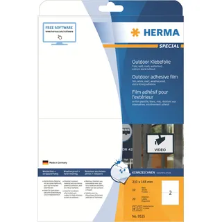 Herma Etiketten Outdoor, 210x148mm, wetterfest, weiß, matt, 10 Blatt 9535