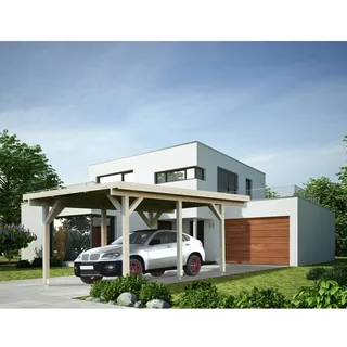 Einzel-Carport 315 x 372 cm Weiß lackiert