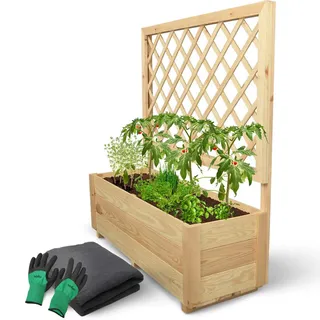 holz4home Pflanzkasten mit Rankgitter 98 x 34 cm Braun