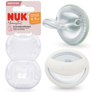 NUK MommyFeel Babyschnuller | 0−9 Monate | stillfreundliche Sauger | BPA-freies Silikon | Mint & Off White | 2 Stück