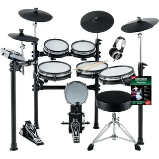 XDrum DD-530 E-Drum Set mit Mesh Heads - Elektronisches Schlagzeug mit 4 Becken Pads 5 Mesh Head Pads, 1 Kick Pad und Rack - 45 Drumkits mit 455 Sounds - Inkl. Hocker, Kopfhörer und Schule