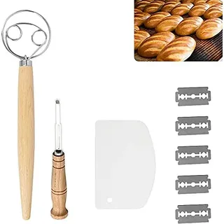 Dänischer Teig Schneebesen, Taozoey Teigmesser Bäckermesser, Brot Lahm, Teigritzmesser Bäcker, Baguettemesser mit Rasierklinge, Bäckermesser Brotklinge, Brot Ritzmesser,Dänischer Schneebesen Edelstahl